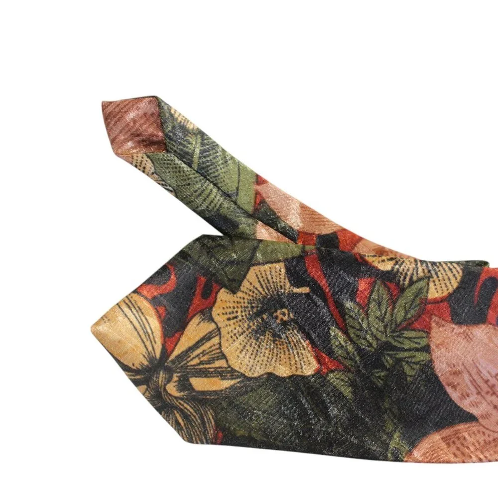 TIE SALE! K.M. MILANO HAND MADE TIE RICH COLOR FLORALS, SILK EUC
